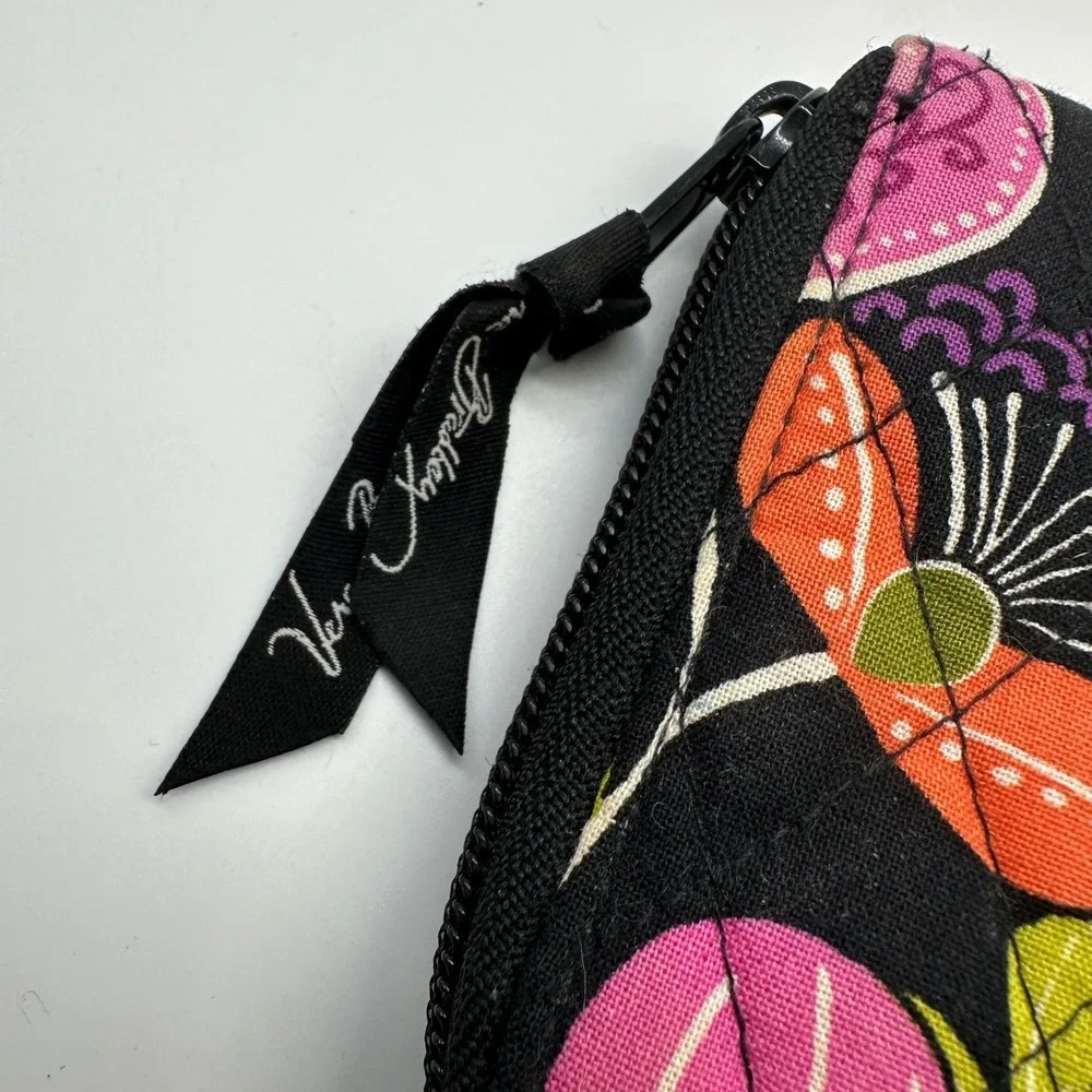 Vera Bradley Wallet Pirouette Pink Black Floral Zip - Picture 2 of 5